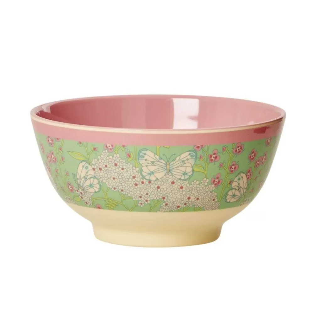 Hot Kidzsupplies Rice Melamine Kom Vlinders Groen Roze