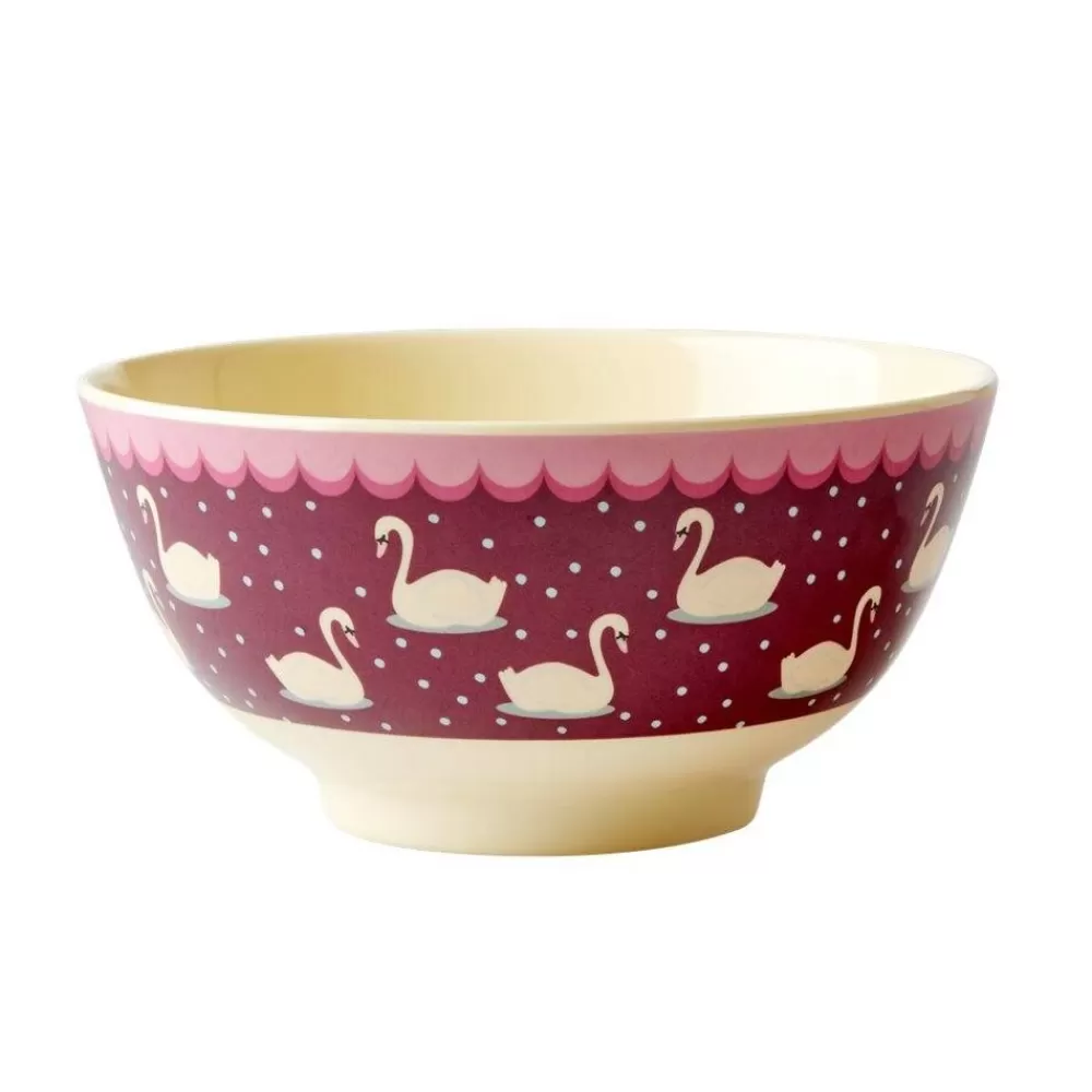 Best Kidzsupplies Rice Melamine Kom Zwaan Bordeaux Rood