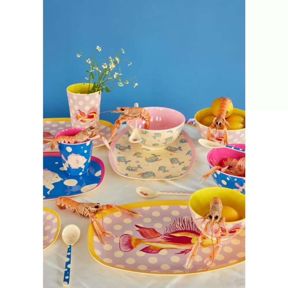 Online Kidzsupplies Rice Melamine Lepel Vissen Fish Print Lavendel