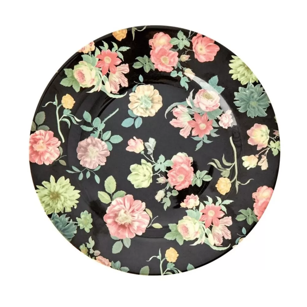 Clearance Kidzsupplies Rice Melamine Lunchbord Bloemen Dark Rose Print