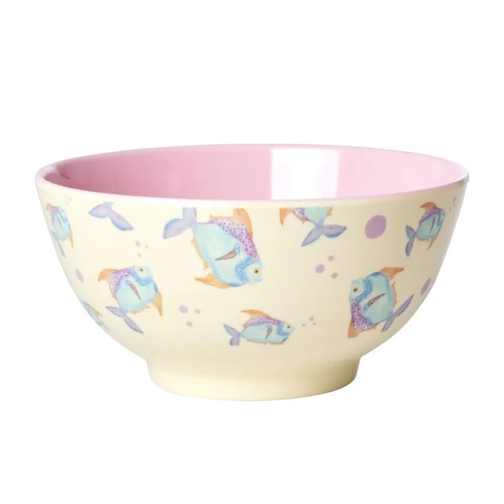 Fashion Kidzsupplies Rice Melamine Schaal Vis Print Creme