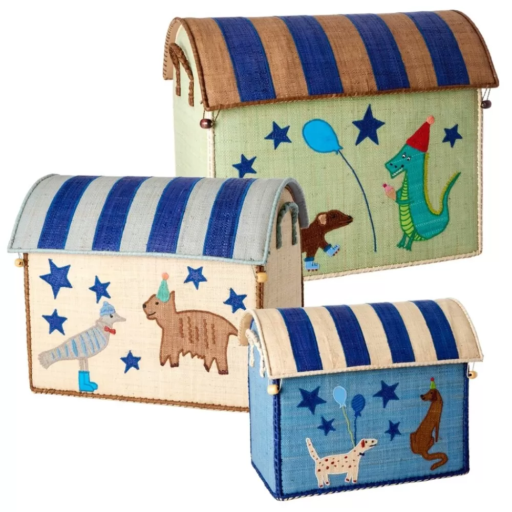 New Kidzsupplies Rice Speelgoedmand Party Animals Blauw Groot