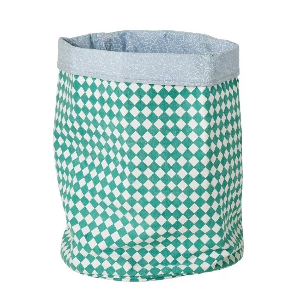 Outlet Kidzsupplies Rice Stoffen Speelgoedmand Ruitjes Groen Groot