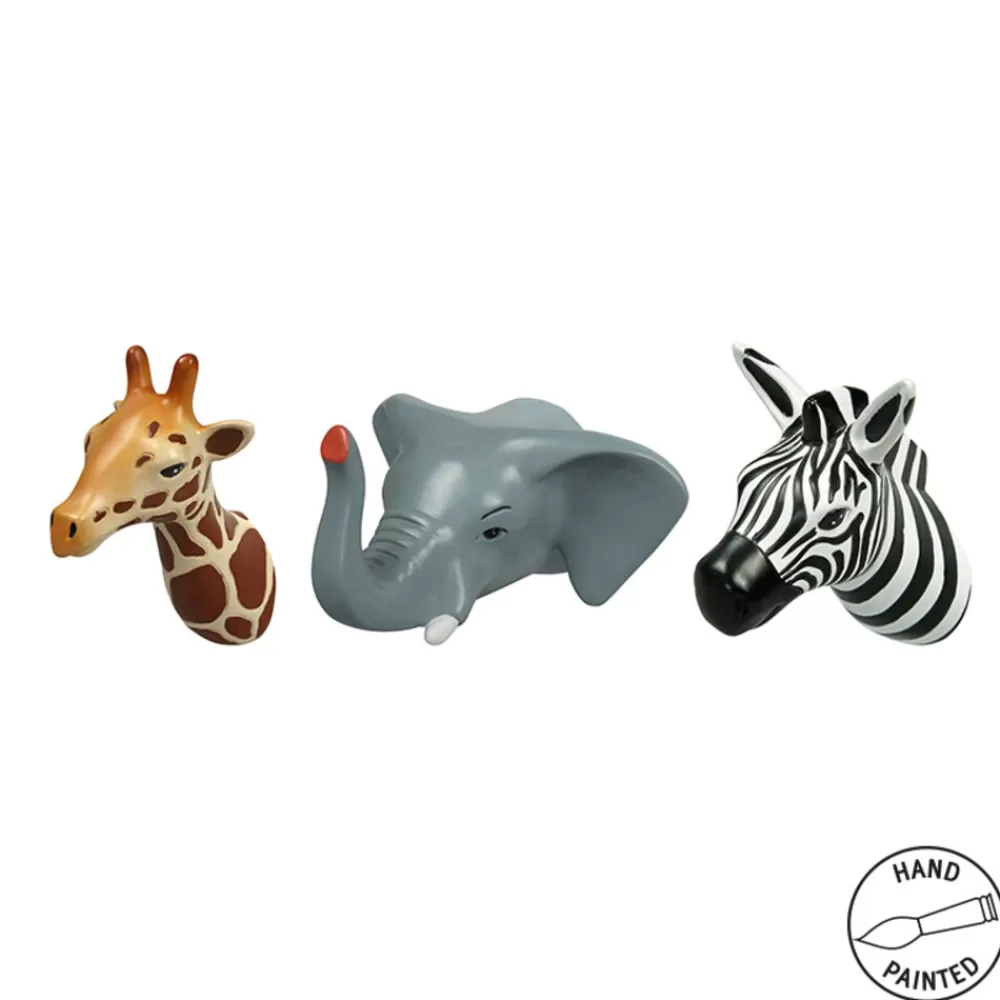 Flash Sale Kidzsupplies The Zoo Kinderkapstok Haakjes/Deurknopjes Safari Dieren Set Van 3